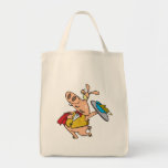 serving pig slop waiter cartoon canvas bags