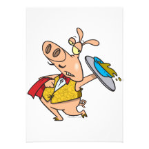 serving pig slop waiter cartoon custom invites