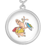 serving pig slop waiter cartoon custom necklace
