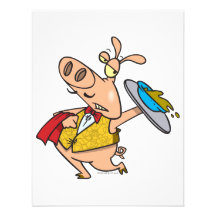 serving pig slop waiter cartoon custom announcement
