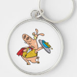 serving pig slop waiter cartoon key chain