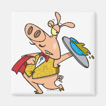 serving pig slop waiter cartoon magnets