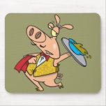 serving pig slop waiter cartoon mouse pads
