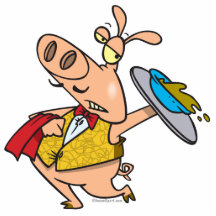serving pig slop waiter cartoon photo sculptures