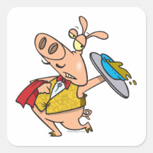 serving pig slop waiter cartoon stickers