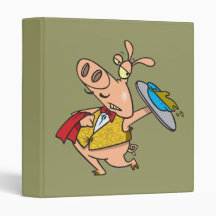 serving pig slop waiter cartoon vinyl binders