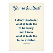 Seul irrité carton d'invitation