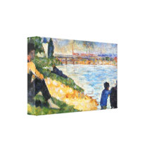 Seurat - A swimming pool in Asnières, study Canvas Print