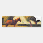 Seurat horse and cart painting pointillist art bumper sticker