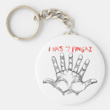 seven_fingered_hand, I HAS 7 FINGAZ Key Chain