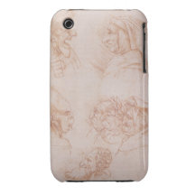 Seven Studies of Grotesque Faces (red chalk on pap iPhone 3 Cover