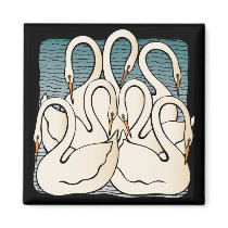 Seven Swans a Swimming Refrigerator Magnets