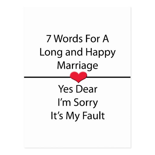 Seven Words For a Long and Happy Marriage Post Card