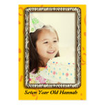 Seven Year Old  Girls Zebra Birthday Photo Cards business cards