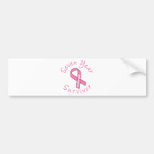 Seven Year Survivor (Circle Pink Ribbon) Bumper Sticker