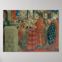 Seventeenth Century Russian Women at Church Print