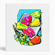 Several peppers and veggies graphic 3 ring binders