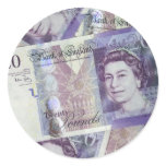 Several Pound Bills New British0 Pounds Money Round Stickers