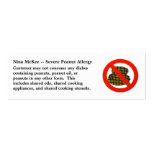 Severe Peanut Allergy Profile Card for Restaurants Business Card Templates