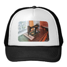 Sewing Machine Near Lace Curtain Hat