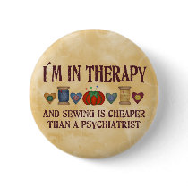 Sewing Therapy Pinback Buttons