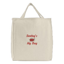Sewing's My Bag Embroidered Tote Bag