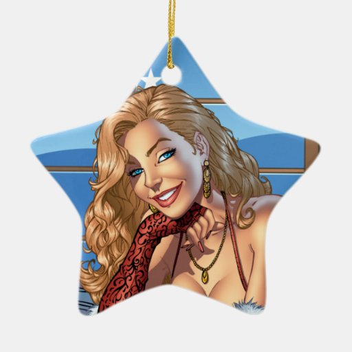 Sexiest Holiday Christmas Pinup Blonde by Al Rio Ornament