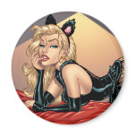 Sexy Bad Kitty with Stockings Pinup Girl by Al Rio magnets