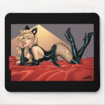 Sexy Bad Kitty with Stockings Pinup Girl by Al Rio mousepads