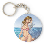 Sexy Bikini Beach Pinup Girl Art by Al Rio keychains