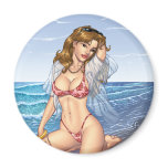 Sexy Bikini Beach Pinup Girl Art by Al Rio magnets