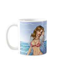 Sexy Bikini Beach Pinup Girl Art by Al Rio Mugs