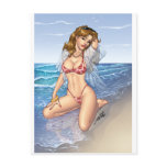 Sexy Bikini Beach Pinup Girl Art by Al Rio Postcards