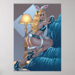 Sexy Blond Lingerie Bunny Pinup Girl by Al Rio Poster