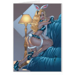 Sexy Blonde Lingerie Bunny Pinup Girl by Al Rio Card