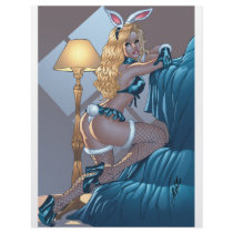 Sexy Blonde Lingerie Bunny Pinup Girl by Al Rio