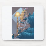 Sexy Blonde Lingerie Bunny Pinup Girl by Al Rio mousepads