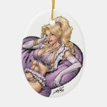 Sexy Blonde Pinup in Purple Lingerie by Al Rio Christmas Ornaments