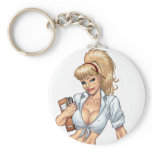 Sexy Blonde School Girl Pin-up by Al Rio keychains