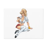 Sexy Blonde School Girl Pin-up by Al Rio postcards