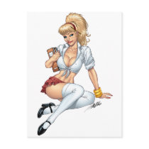 Sexy Blonde School Girl Pin-up by Al Rio Post Card