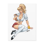 Sexy Blonde School Girl Pin-up by Al Rio postcards