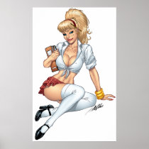Sexy Blonde School Girl Pin-up by Al Rio
