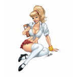 Sexy Blonde School Girl Pin-up by Al Rio t-shirts