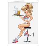 Sexy Blonde Waitress Card or Menu by Al Rio