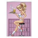 Sexy Blonde Waitress Customizable Pinup by Al Rio cards