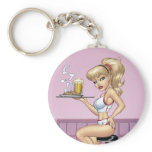 Sexy Blonde Waitress Customizable Pinup by Al Rio keychains