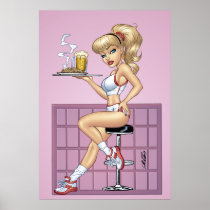 Sexy Blonde Waitress POSTER Pinup by Al Rio