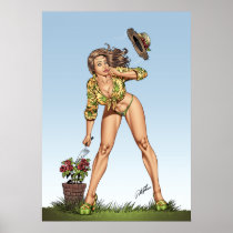 Sexy Brazil Girl in Bikini Gardening by Al Rio Print