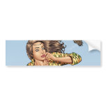 Sexy Brazil Girl Pinup Rose Gardening by Al Rio bumper stickers
